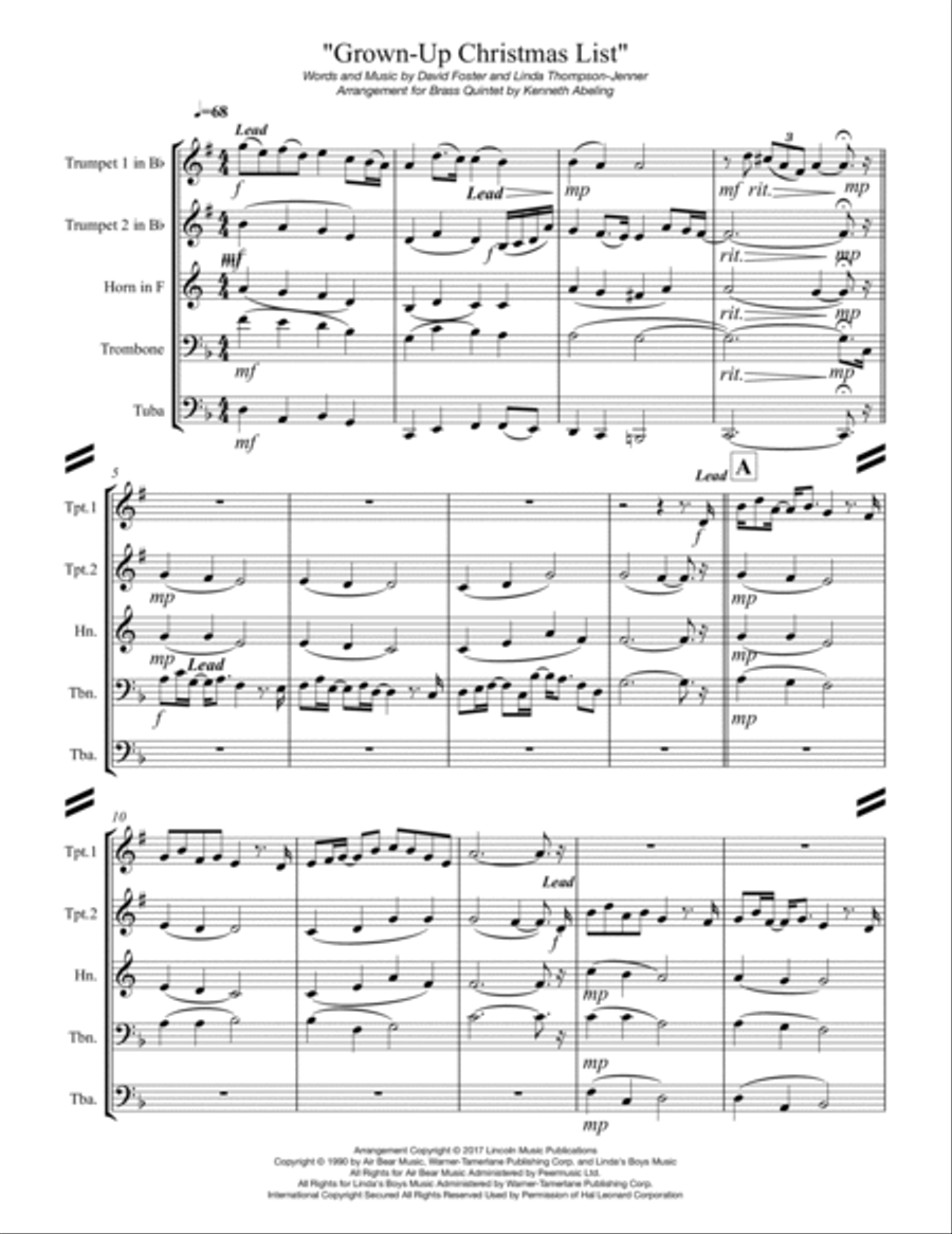 Grown-Up Christmas List Brass Ensemble scores gallery preview page 2