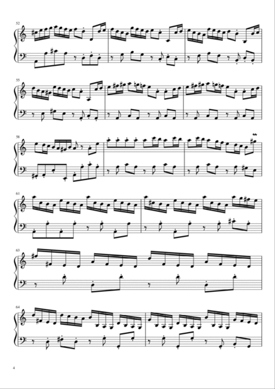 Vivaldi - L'Estro Armonico - (RV 356 Op.3 No.6 in A Minor) - For Piano Solo Piano Solo scores gallery preview page 4