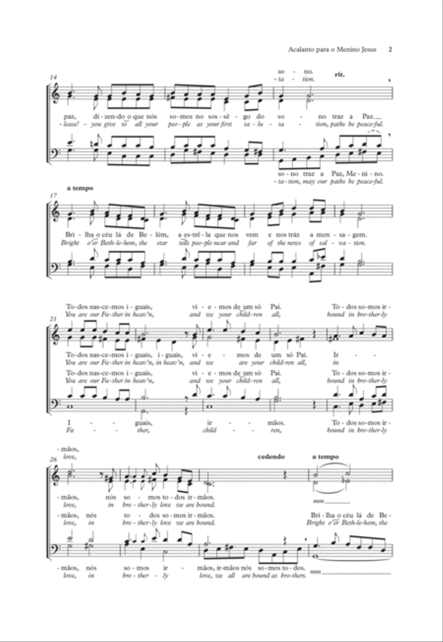 Acalanto para o Menino Jesus (Carol for the Baby Jesus) 4-Part scores gallery preview page 2