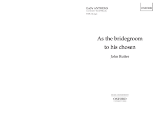 Book cover for As the bridegroom to his chosen
