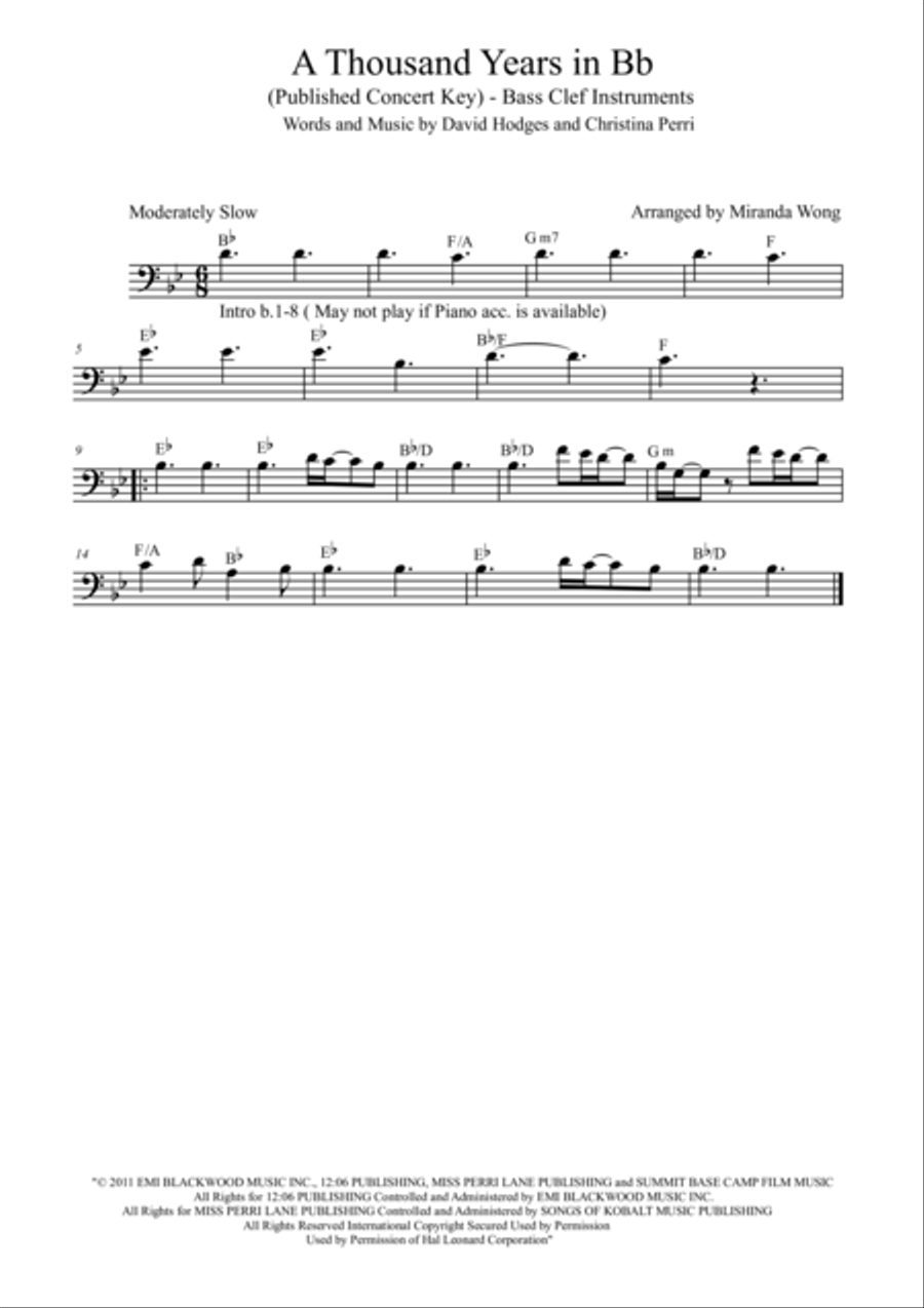 A Thousand Years Piano scores gallery preview page 1