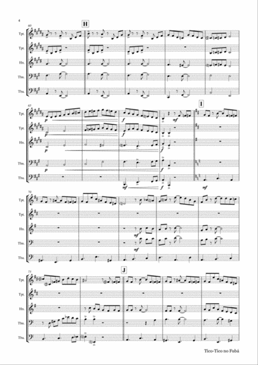 Tico-Tico no Fubá - Choro - Brass Quintet Brass Quintet scores gallery preview page 5