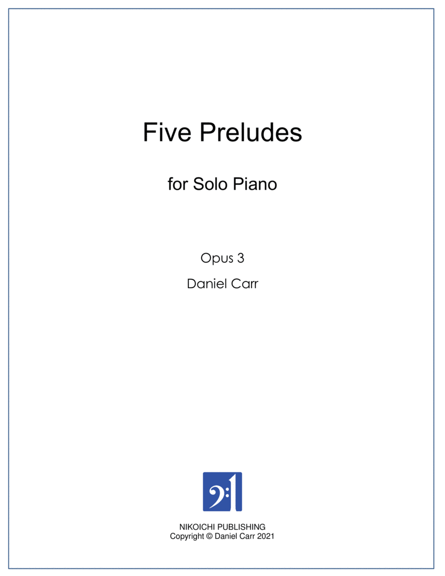 Five Preludes for Solo Piano - Opus 3 image number null