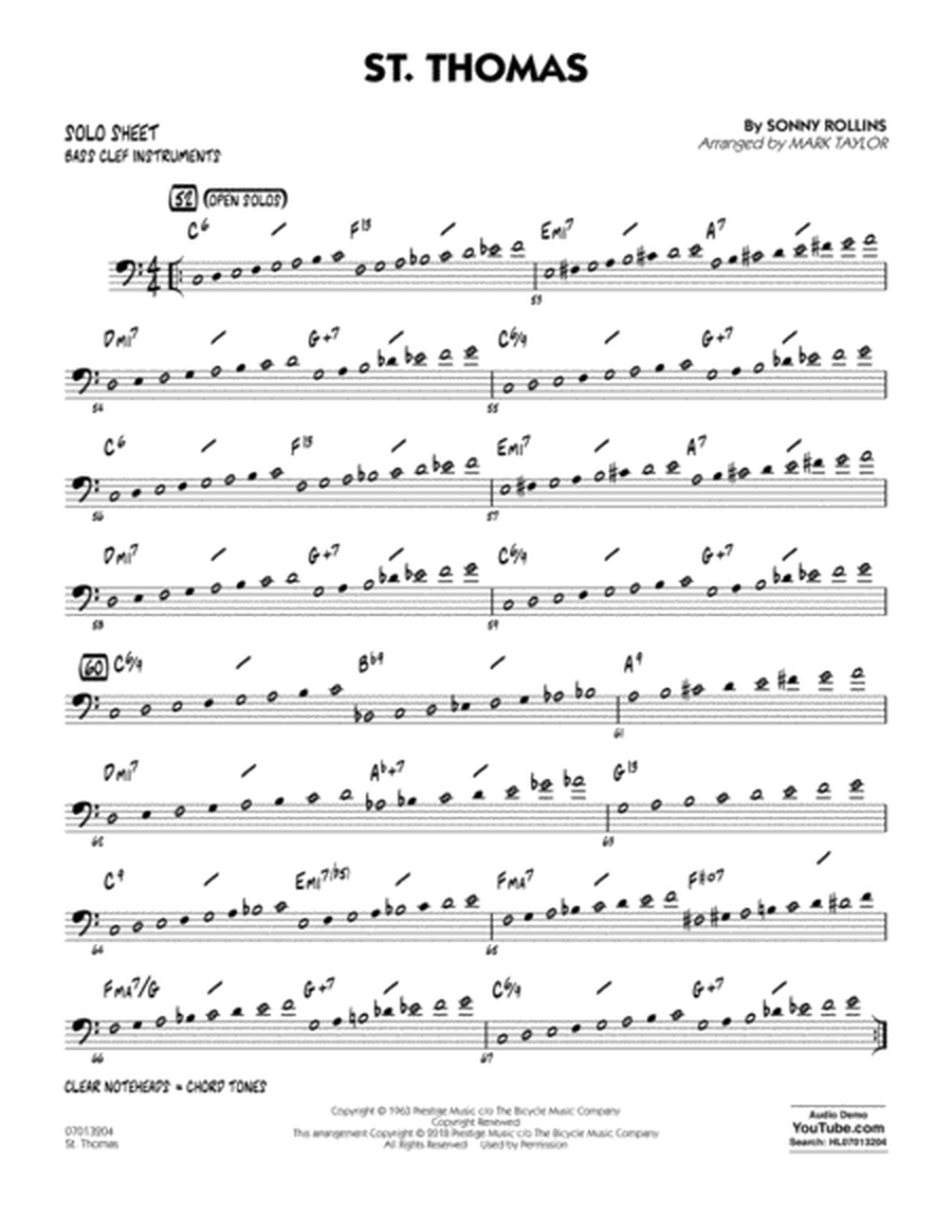 St. Thomas (arr. Mark Taylor) - Bass Clef Solo Sheet