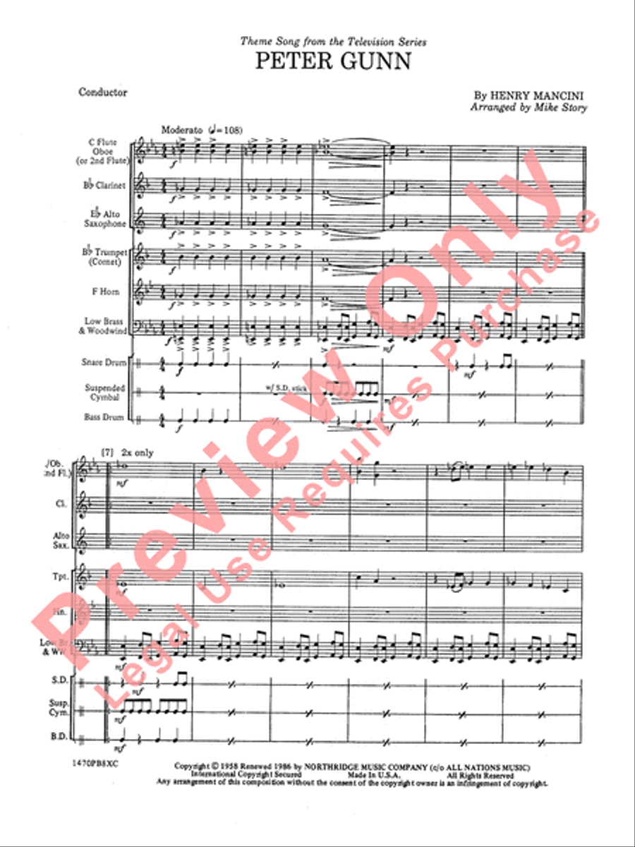 Peter Gunn Concert Band scores gallery preview page 4