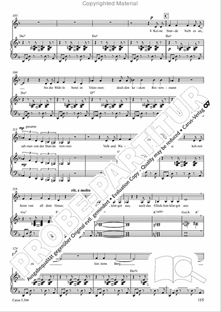 Schindler: Rosenzeit. Ein Liederzyklus uber die Liebe. Chansons fur Singstimme und Klavier Piano scores gallery preview page 116