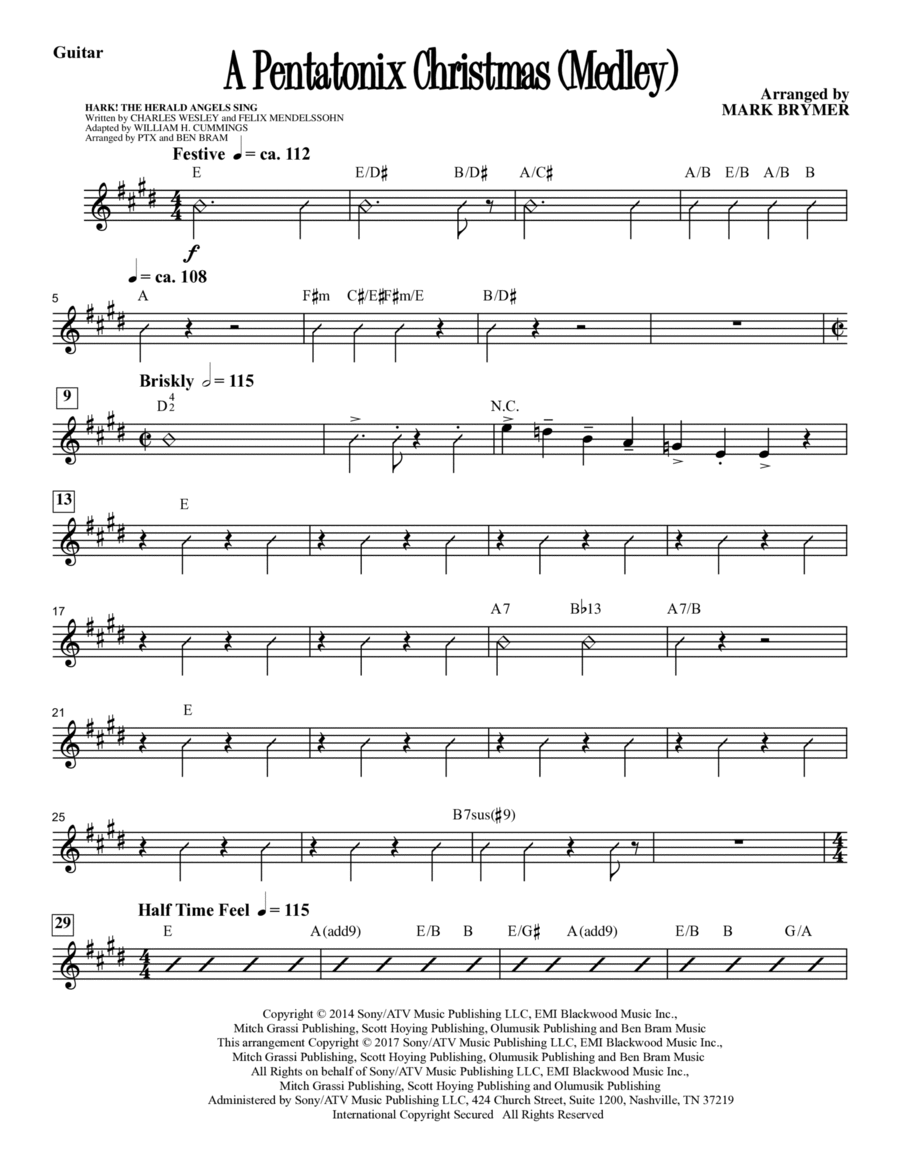A Pentatonix Christmas (Medley) (arr. Mark Brymer) - Guitar Choir scores gallery preview page 1