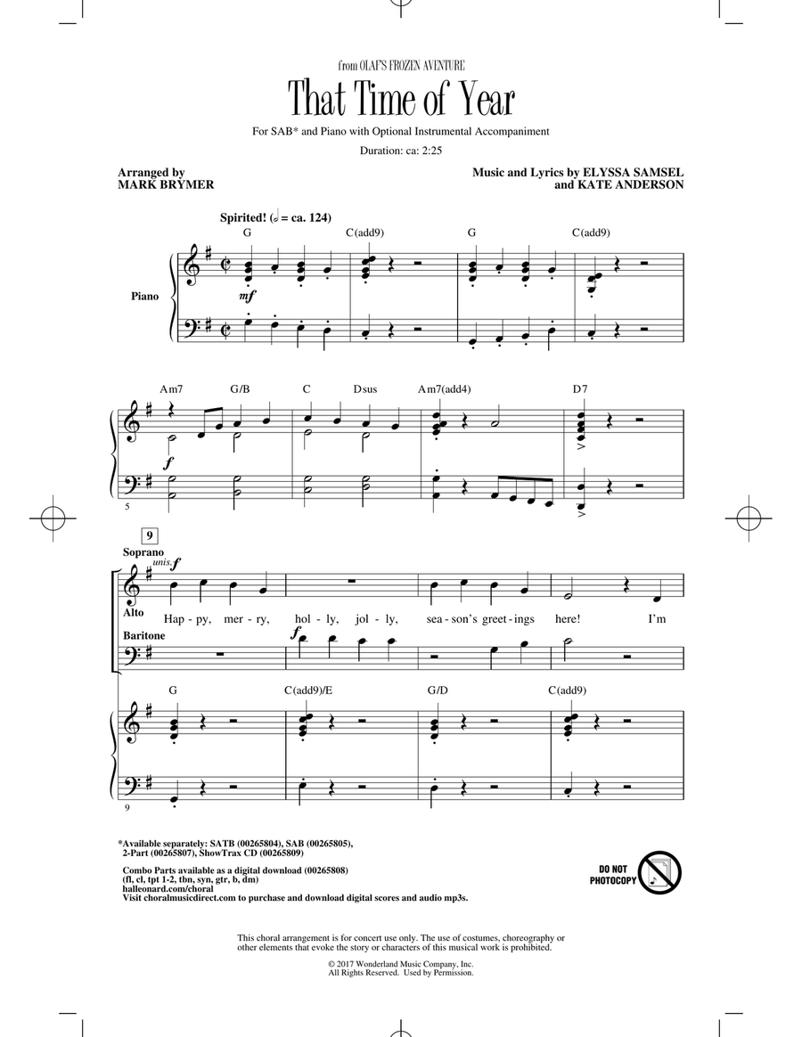 That Time Of Year (arr. Mark Brymer) 3-Part scores gallery preview page 1