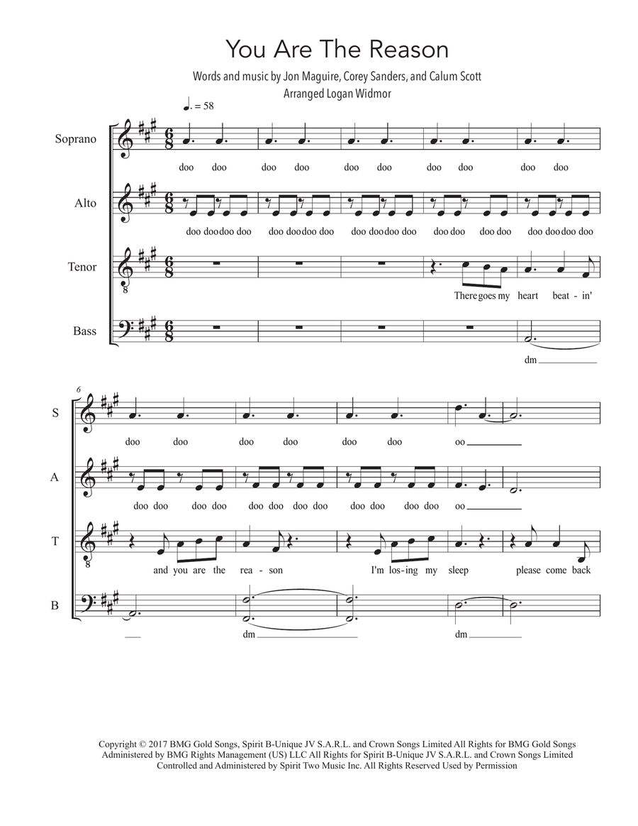 You Are The Reason 4-Part scores gallery preview page 1