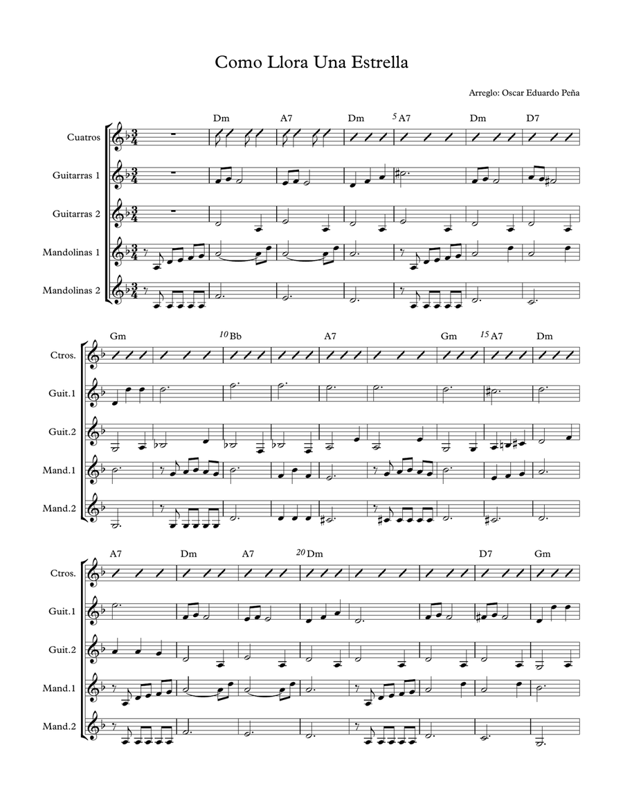 Como Llora una Estrella Percussion Ensemble scores gallery preview page 1