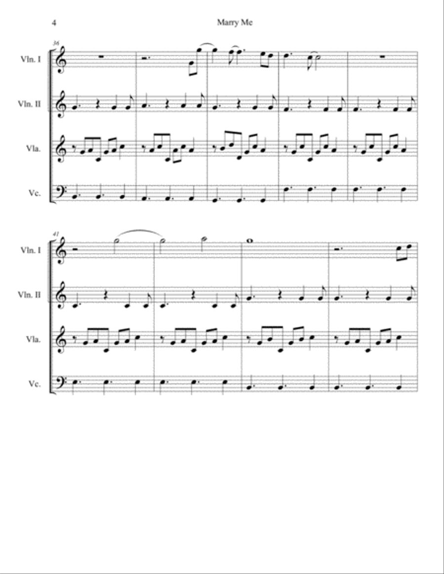 Marry Me String Quartet scores gallery preview page 4