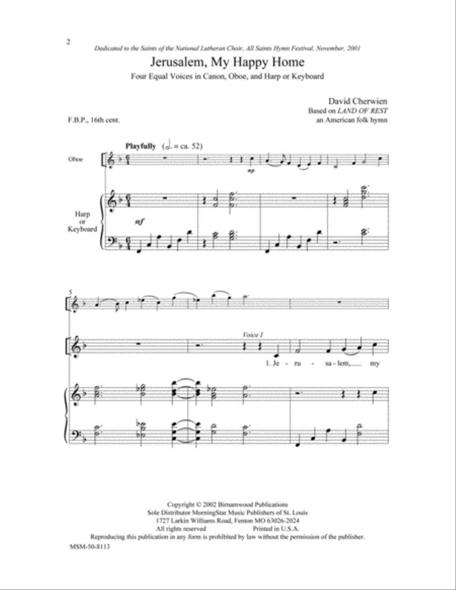 Jerusalem, My Happy Home Choir scores gallery preview page 2