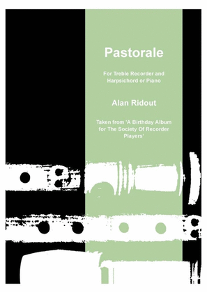 Book cover for Pastorale for Treble Recorder and Piano