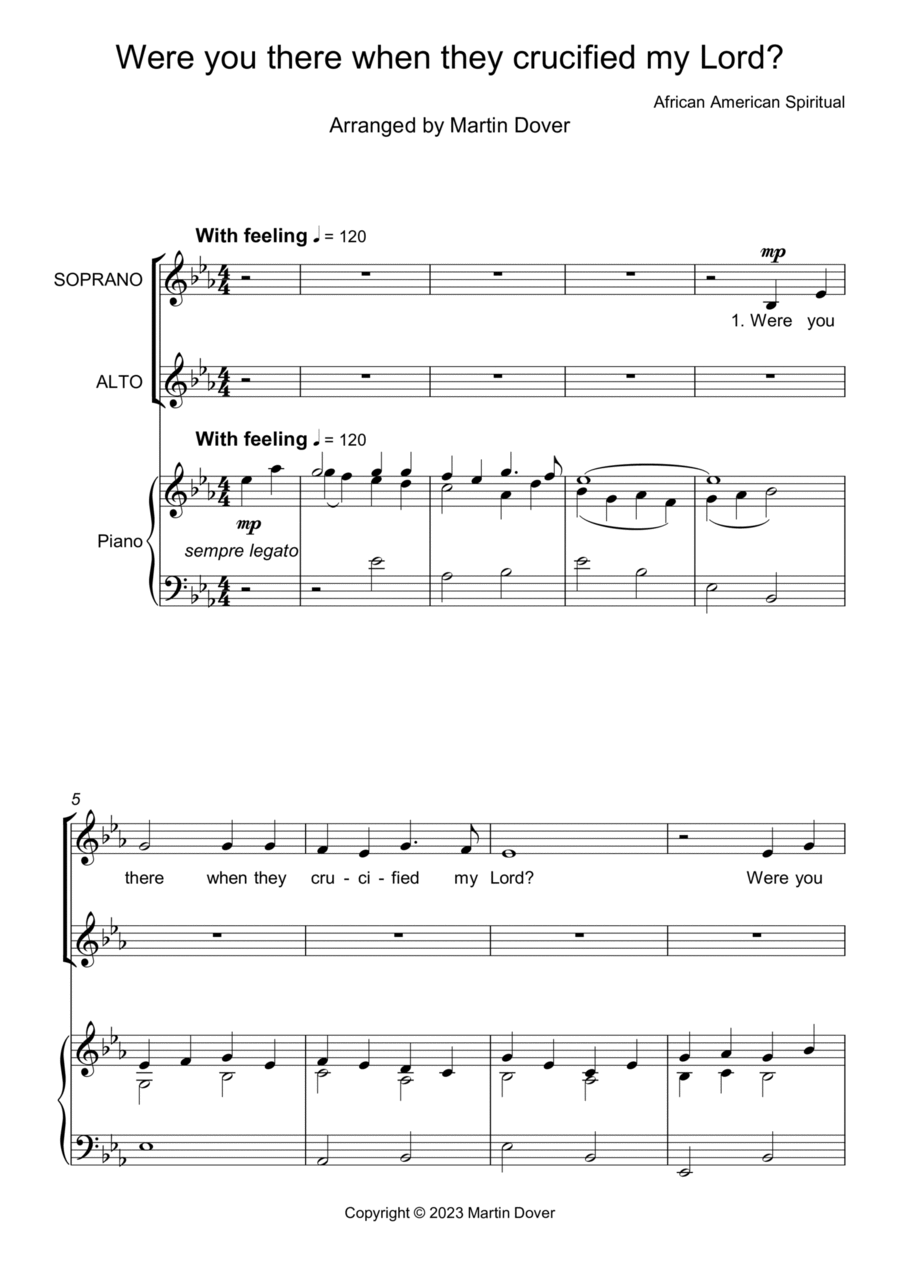 Were you there when they crucified my Lord? - 2 Part Choir - SA - Upper Voices SA scores gallery preview page 1