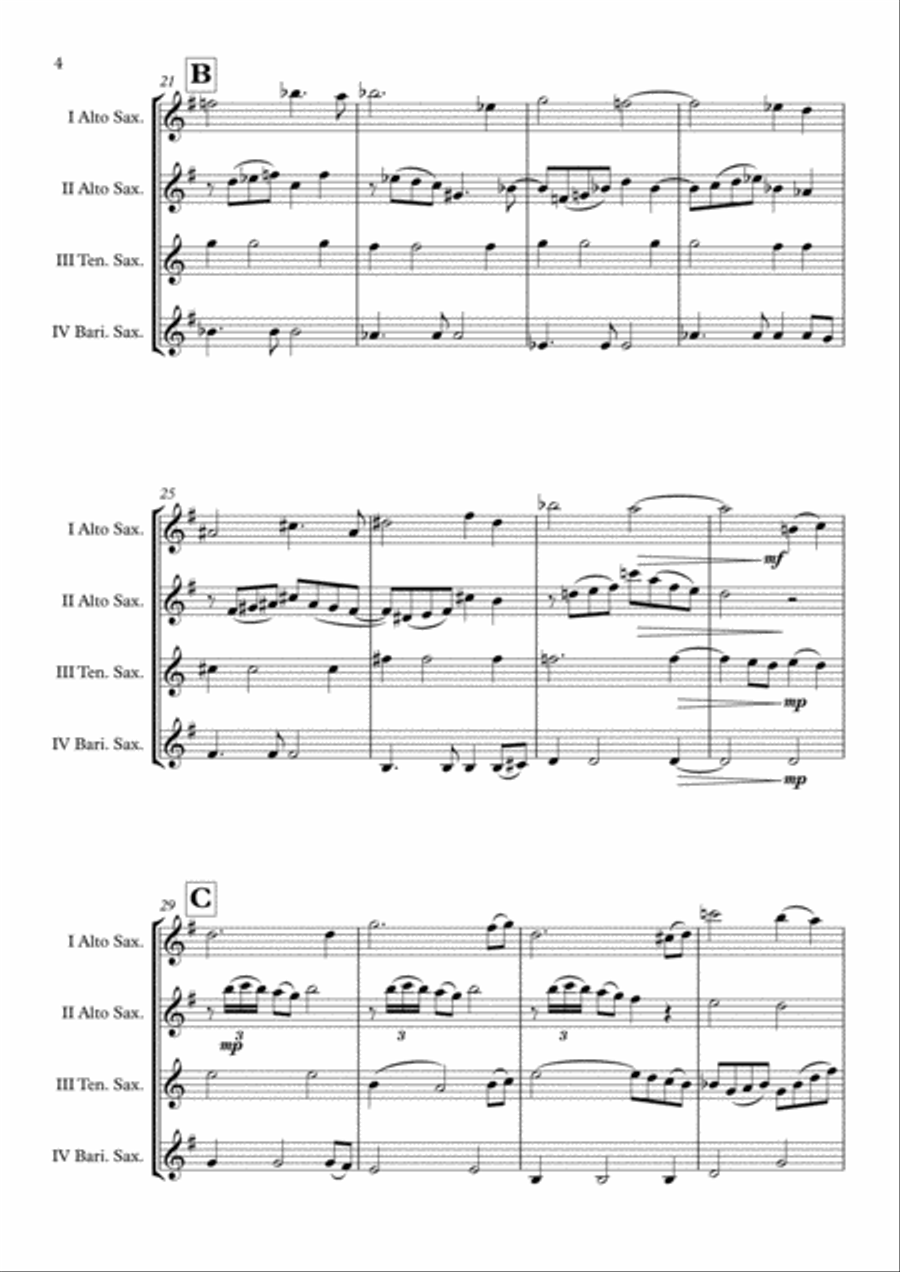 We Have All The Time In The World Saxophone Quartet scores gallery preview page 5