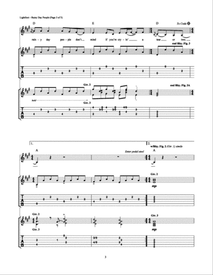 Rainy Day People Rainy Day People Guitar Tablature scores gallery preview page 3
