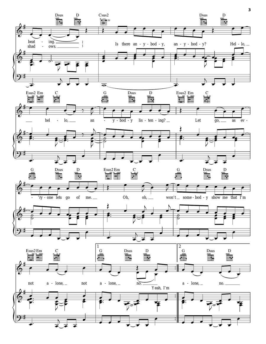 Hello Hello Piano, Vocal, Guitar scores gallery preview page 3