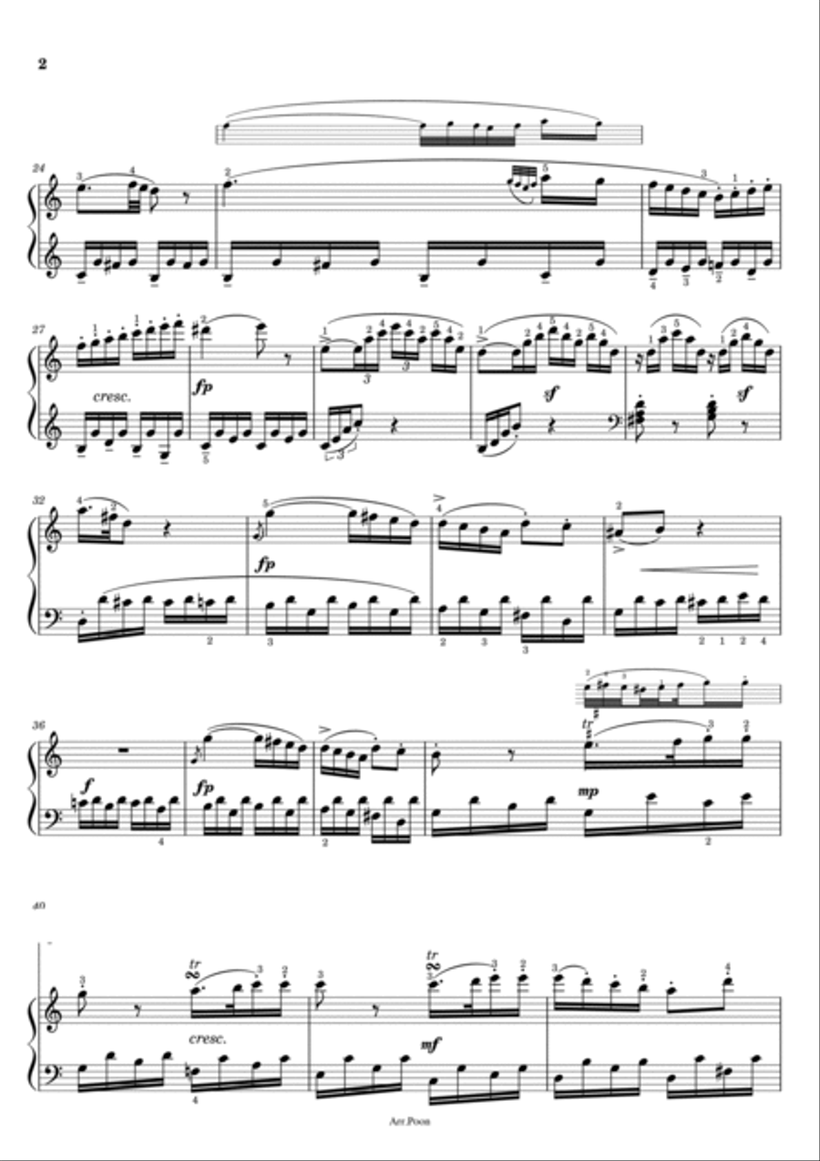 Mozart - Piano Sonata No.10 in C major, K.330/300h - 3rd Mov - Original With Fingered Piano Solo scores gallery preview page 2