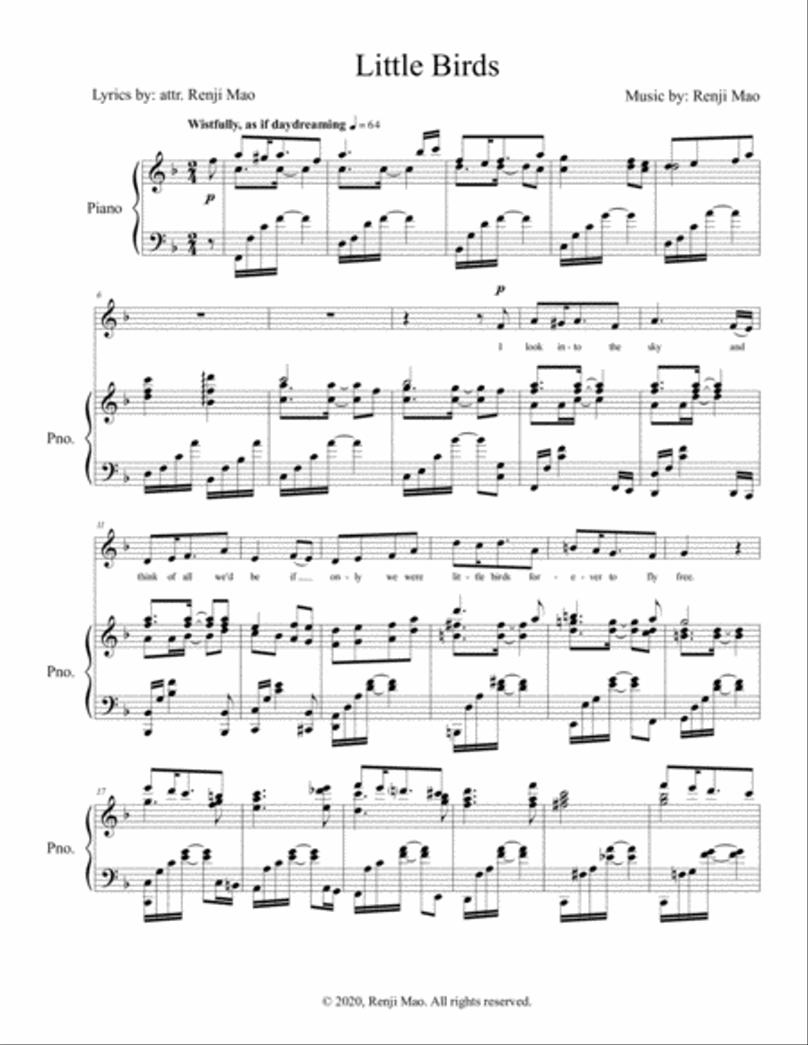 Little Birds Piano scores gallery preview page 1
