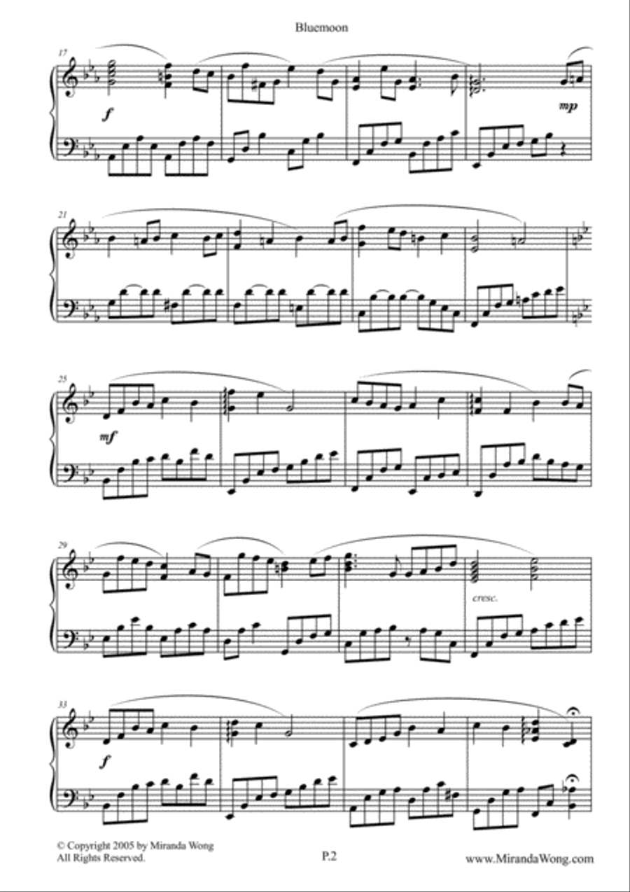 Bluemoon - Romantic Piano Music by Miranda Wong Piano Solo scores gallery preview page 3