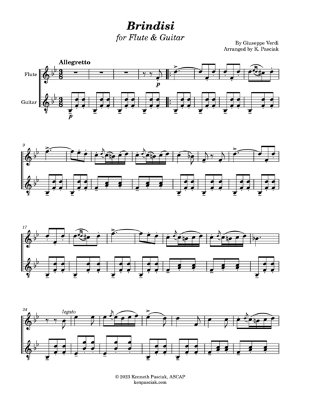 Brindisi (for Flute or Violin & Guitar) image number null