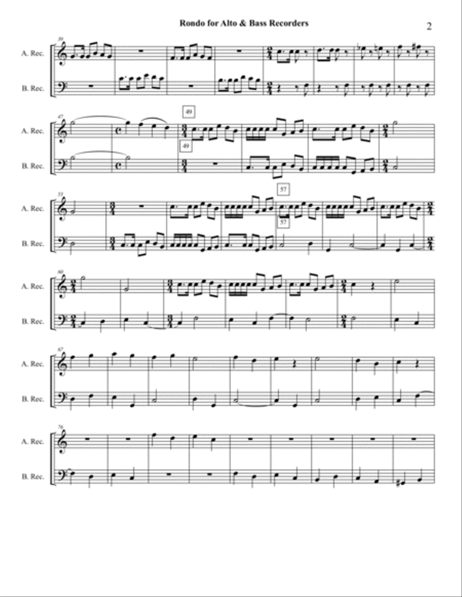 Rondo for Alto and Bass Recorders Woodwind Duet scores gallery preview page 3