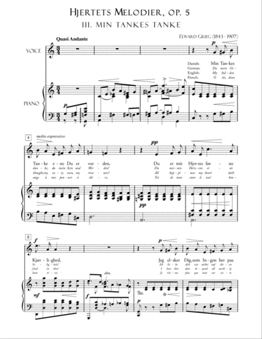 Min Tankes Tanke ( Ich Liebe Dich ; J'taime; I Love Thee ) Voice scores gallery preview page 1