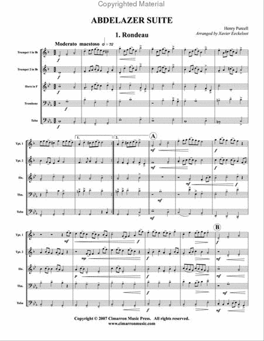 Abdelazer Suite Brass Quintet scores gallery preview page 2