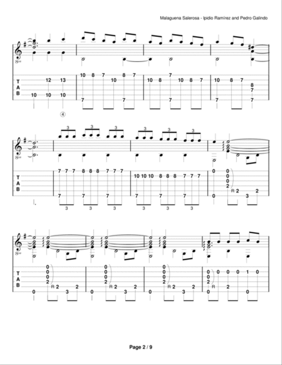 Malaguena Salerosa Guitar Solo scores gallery preview page 2