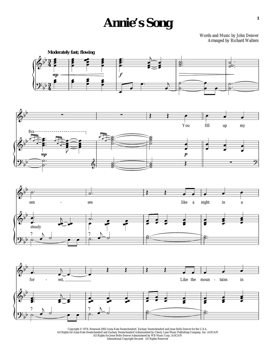 Annie's Song Annie's Song Piano, Vocal scores gallery preview page 1