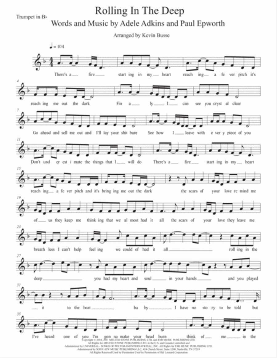 Rolling In The Deep Trumpet Solo scores gallery preview page 1