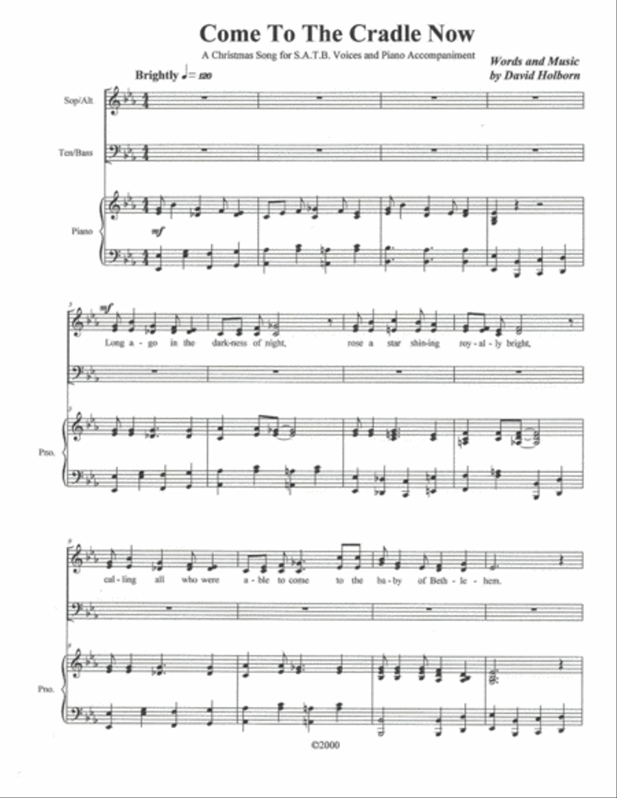 Come To The Cradle Now Come To The Cradle Now 4-Part scores gallery preview page 1