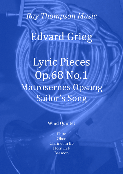 Grieg: Lyric Pieces Op.68 No.1 "Matrosernes Opsang" (Sailor's Song) - wind quintet image number null