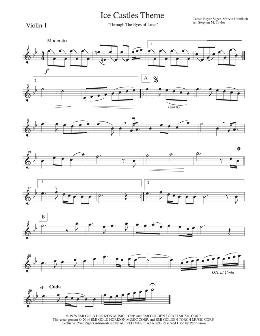 Theme From Ice Castles (through The Eyes Of Love) String Quartet scores gallery preview page 1