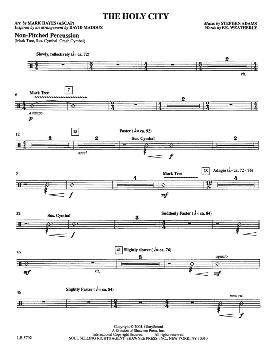 The Holy City (arr. Mark Hayes) - Un-pitched Percussion Choir scores gallery preview page 1
