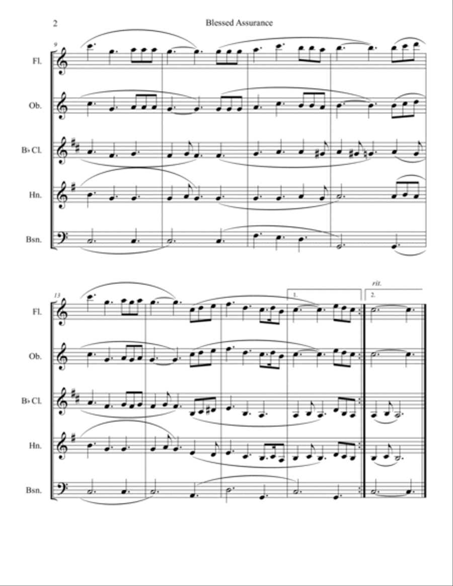 Blessed Assurance (Woodwind Quintet) Woodwind Quintet scores gallery preview page 2