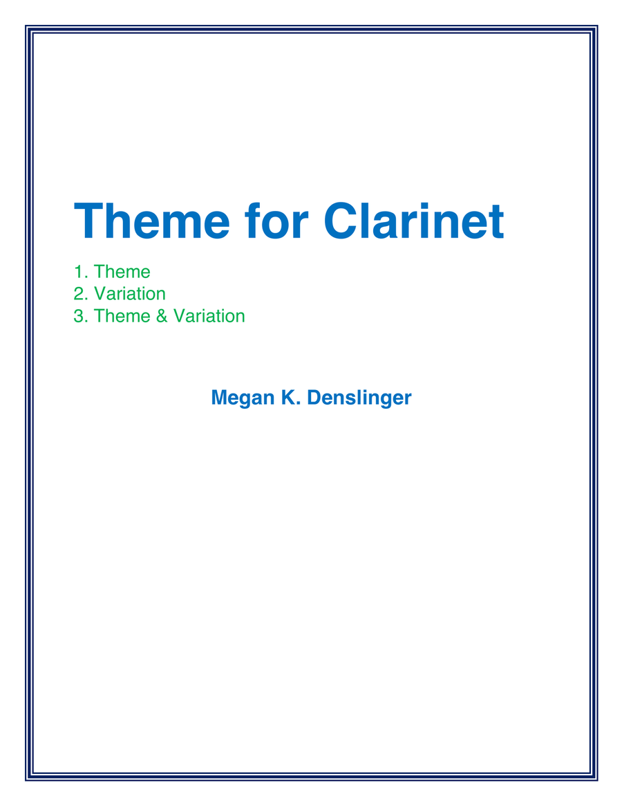 Theme for Clarinet Theme for Clarinet B-Flat Clarinet scores gallery preview page 1