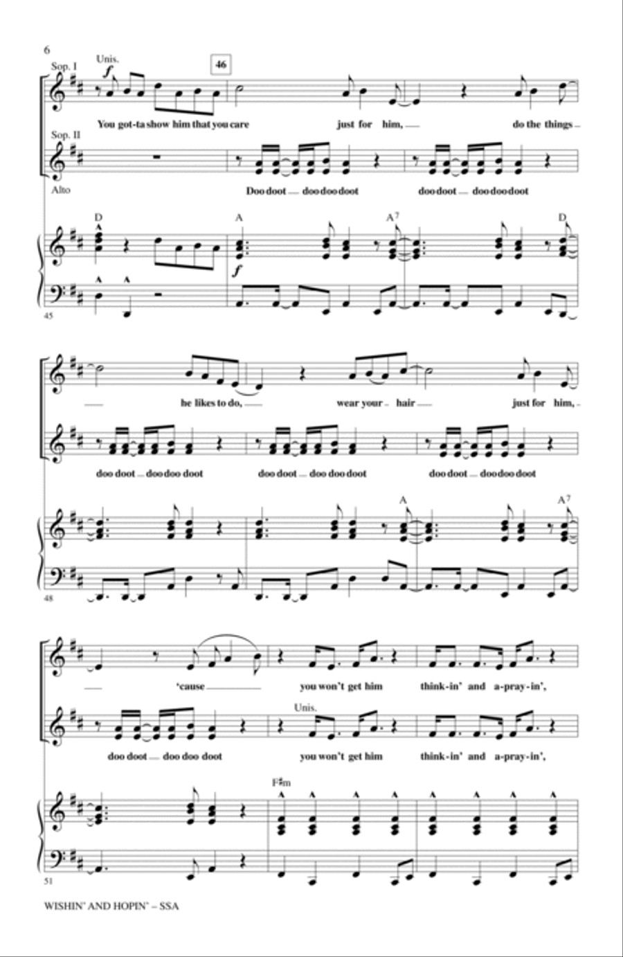 Wishin' And Hopin' (arr. Mac Huff) SSA scores gallery preview page 5