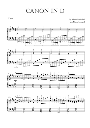 Canon in D - Pachelbel (intermediate piano)