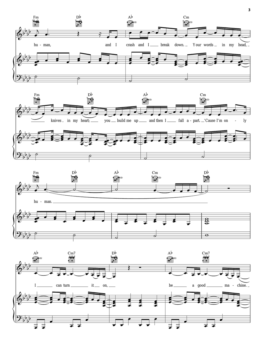 Human Piano, Vocal, Guitar scores gallery preview page 3