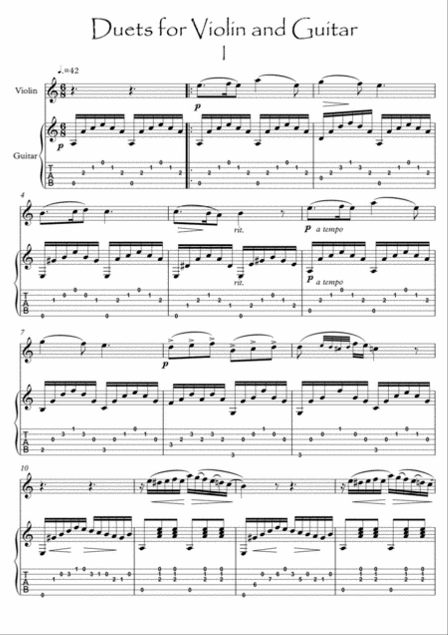 Violin Guitar duets by Bergmiller String Duet scores gallery preview page 1