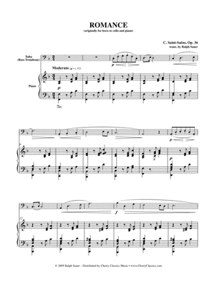 Romance, Opus 36 for Tuba or Bass Trombone & Piano