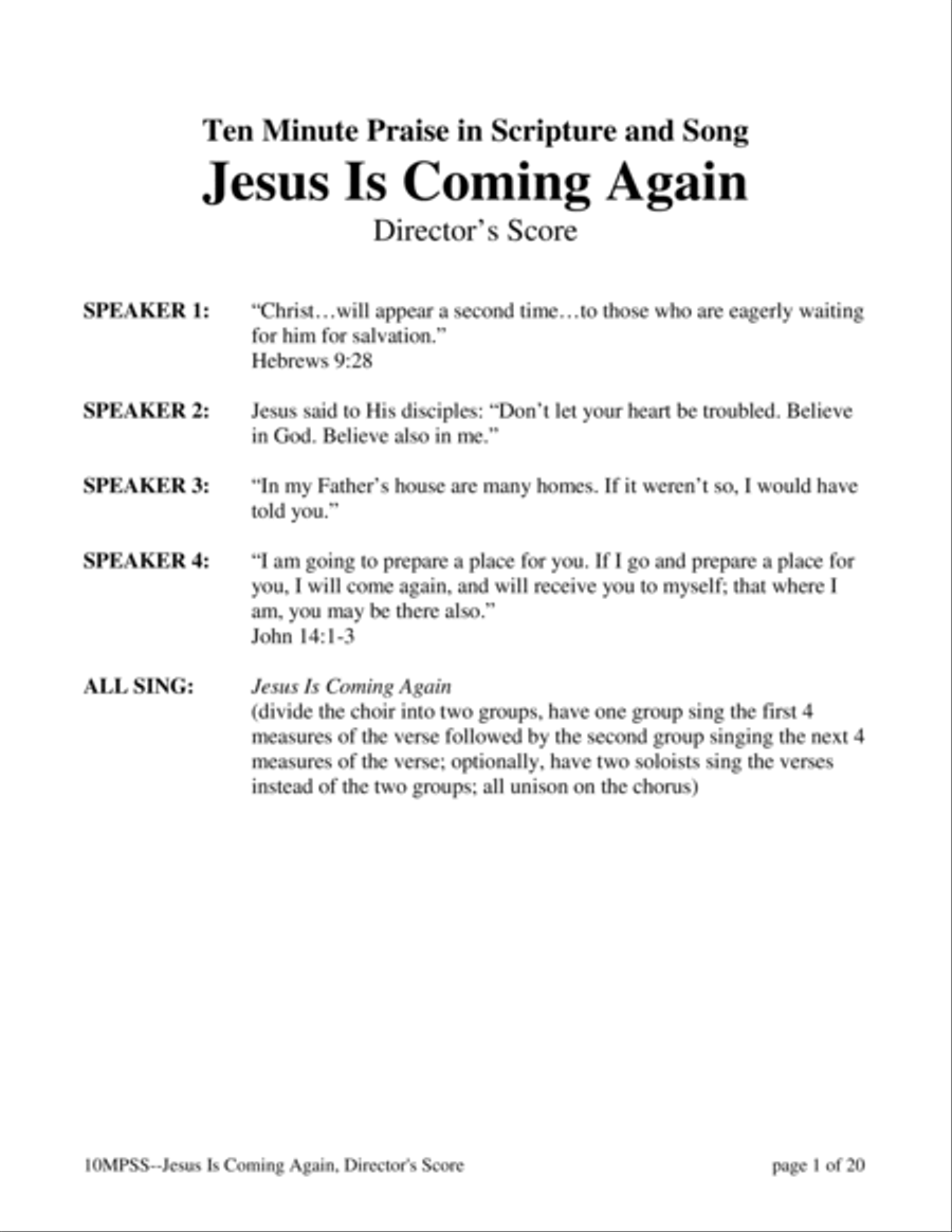 Ten Minute Praise in Scripture and Song--Jesus Is Coming Again (Children's Program) image number null