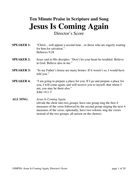 Ten Minute Praise in Scripture and Song--Jesus Is Coming Again (Children's Program) image number null
