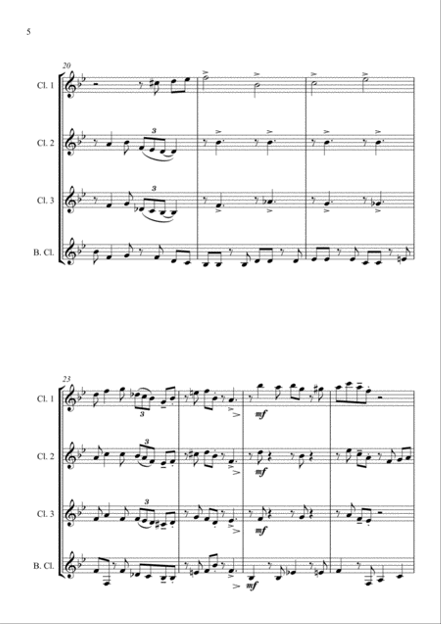 Country Garden - Jazz Arrangement - For Clarinet Quartet Country Garden - Jazz Arrangement - For Clarinet Quartet Clarinet Quartet scores gallery preview page 6