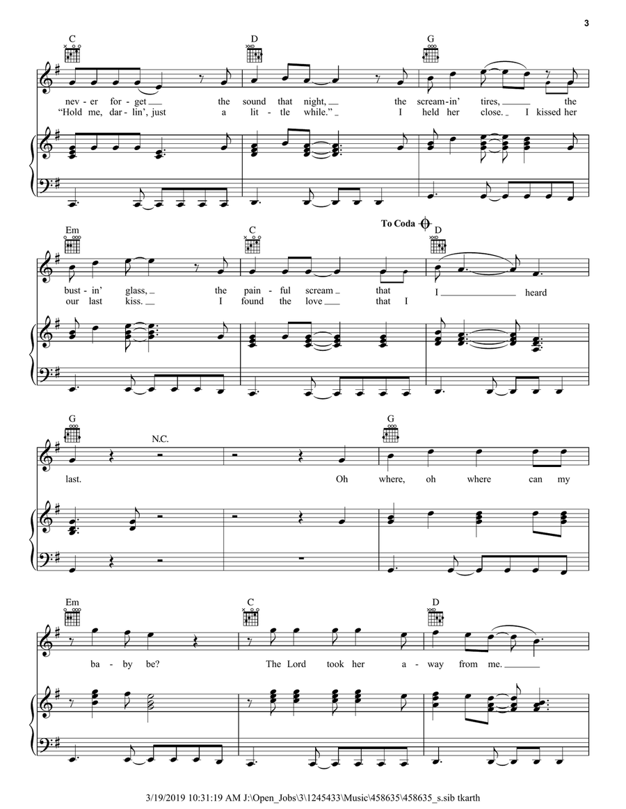 Last Kiss Last Kiss Piano, Vocal, Guitar scores gallery preview page 3