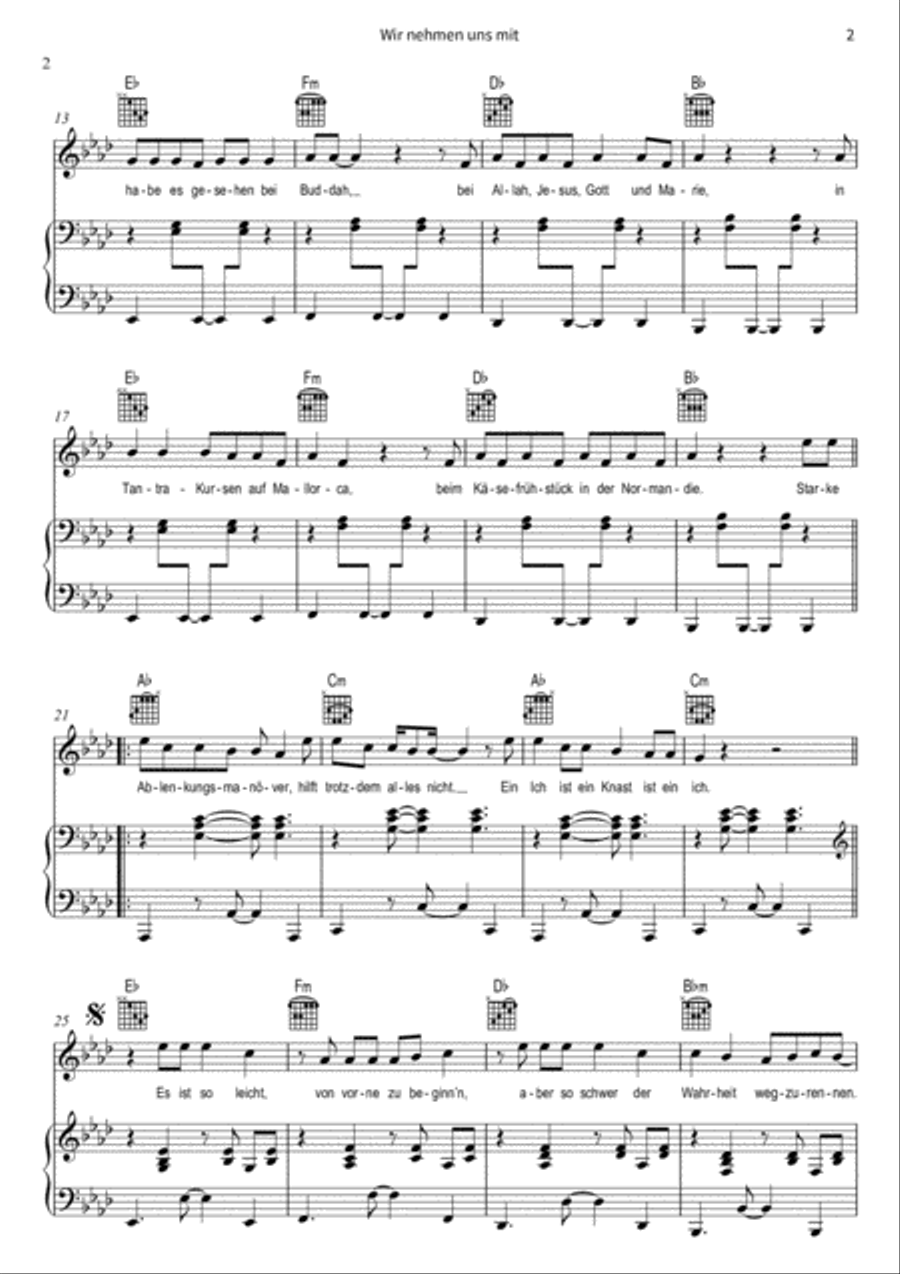 Wir nehmen uns mit Wir nehmen uns mit Piano, Vocal, Guitar scores gallery preview page 4