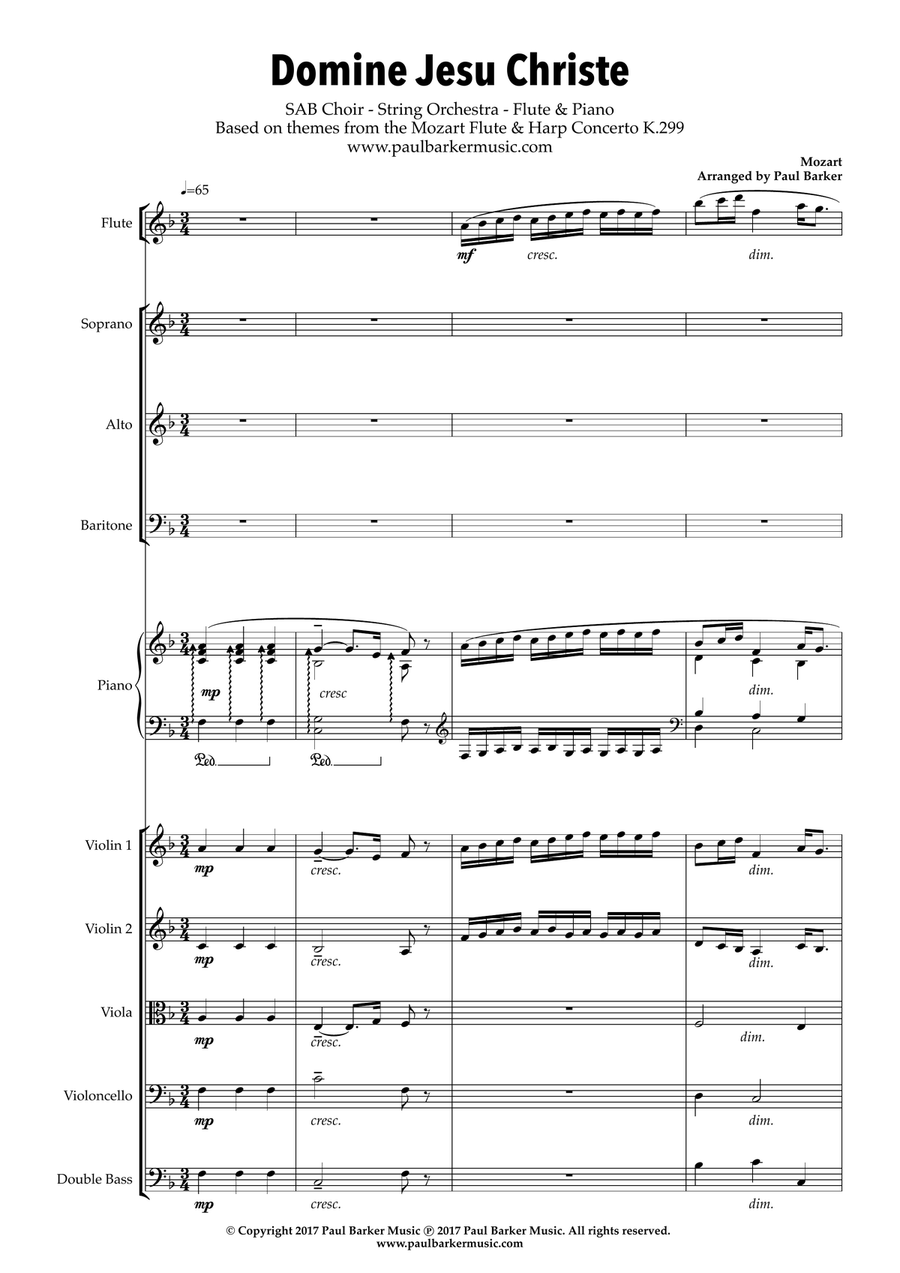 Domine Jesu Christe (SAB Choir & Orchestra) 3-Part scores gallery preview page 2