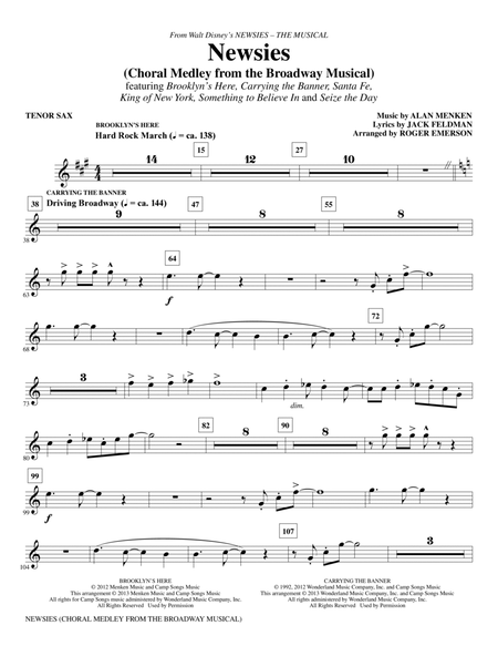 Newsies (Choral Medley) - Tenor Saxophone