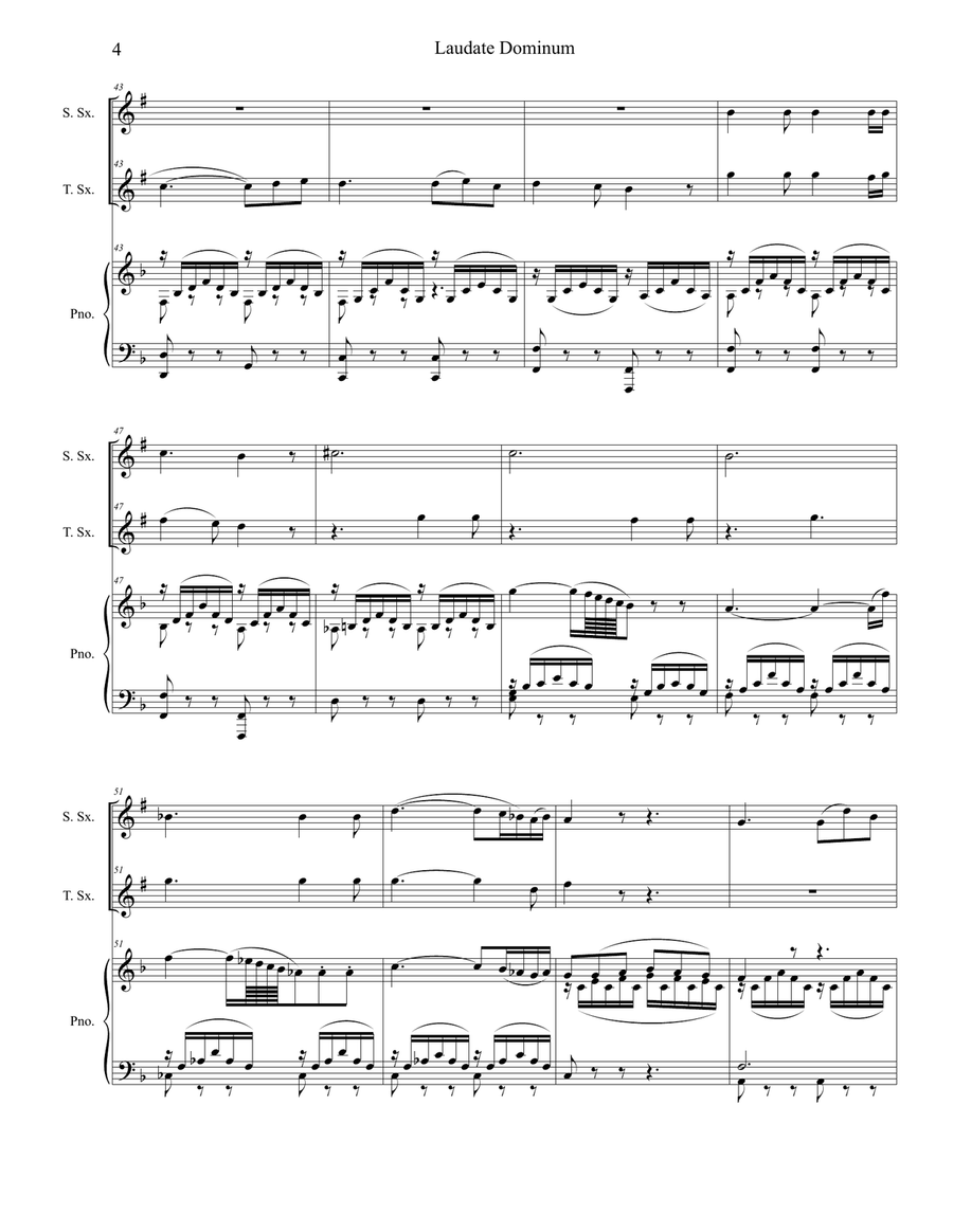 Laudate Dominum (Duet for Soprano & Tenor Saxophone - Piano Accompaniment) Woodwind Duet scores gallery preview page 5